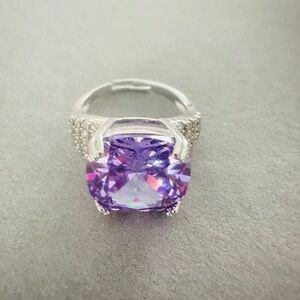 Elegant Purple Gemstone Silver Ring